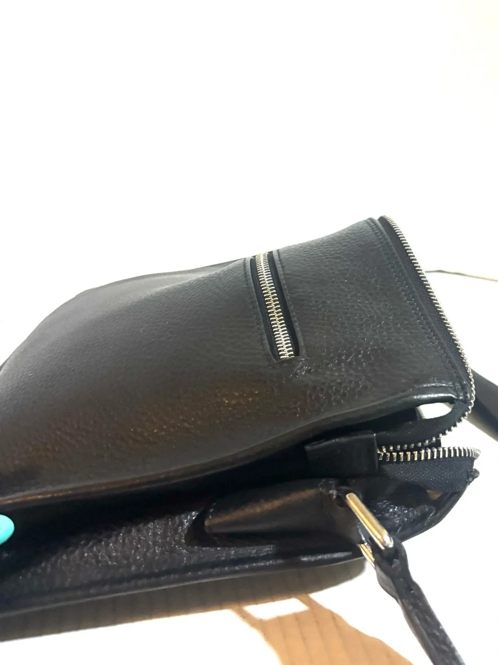 Prada unisex Black pebbled Leather Crossbody Bag with Adjustable Strap